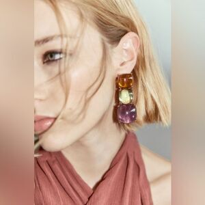 ZARA MULTI-COLORED RESIN EARRINGS